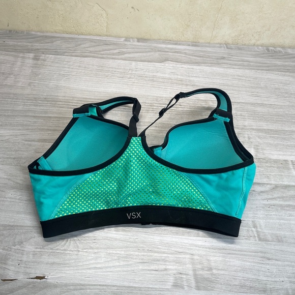 Victoria’s Secret VSX Sport Teal Yellow Front Zip Racer Back Sports Bra size 34C - Picture 4 of 10